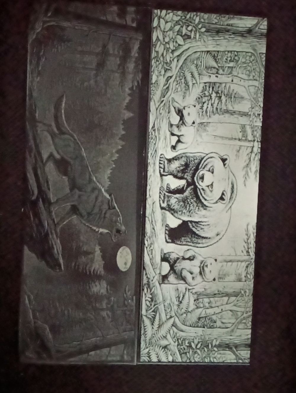 Wildlife Forest Art Panel - Black and White Bear & Wolf